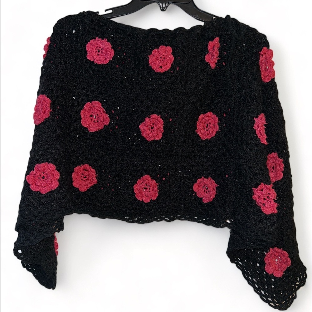 Crocheted Rose Capelet Handmade